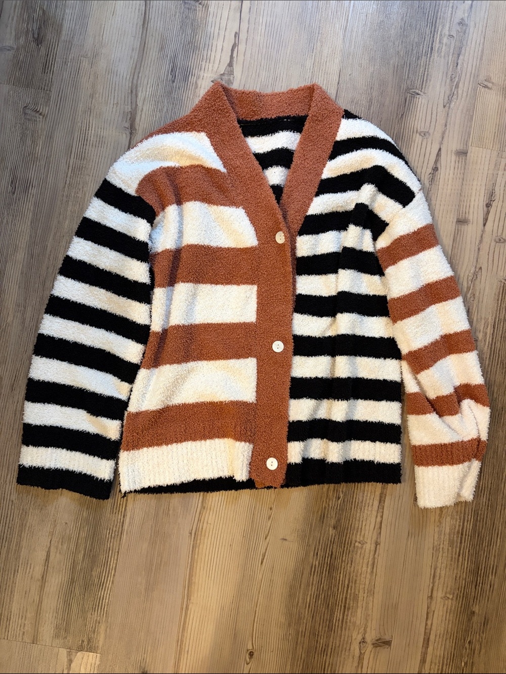 Striped Button-Up Cardigan